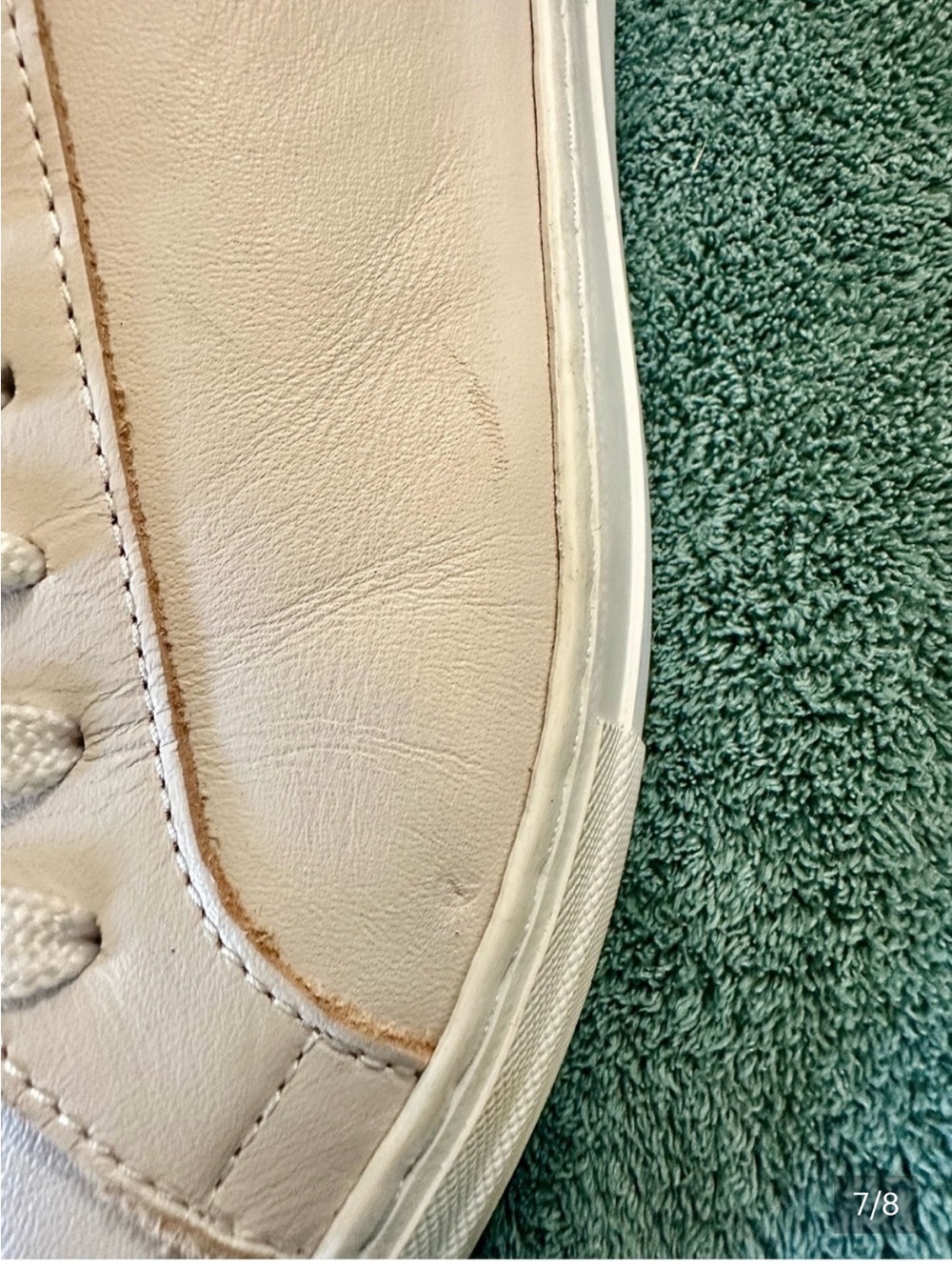 Celtic & Co Leather Platform Sneakers Cream Navy Lace Up EU 41 US 10 Minimalist - Picture 7 of 8